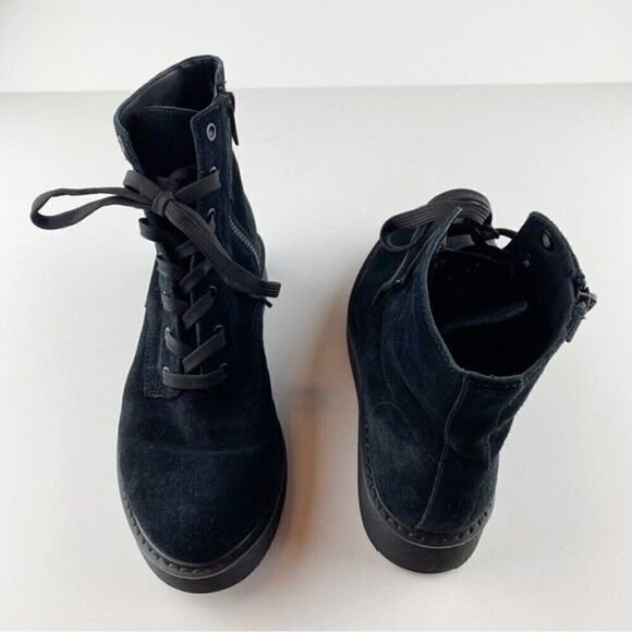 Vince Monastir Platform Lace Up Combat Boots Black Suede Size 7 - Picture 3 of 13